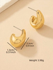 1pair Minimalist Style Earrings - Yellow Gold - View 5