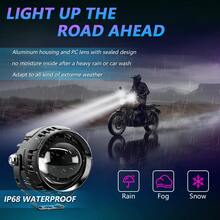Multi-Mode Super Bright Dual Color LED Headlight With Extra Lens + Red Demon Eyes & Strobe Warning, For Motorcycle, SUV, Car, Off-Road Vehicles - A - View 8