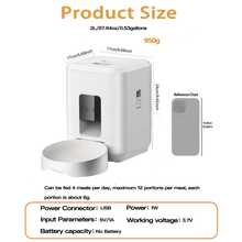 2.4G WiFi自动宠物喂食器，2升/67.64盎司智能宠物食品分配器，APP远程控制，USB充电，适用于定时喂食 - 2公升 - 查看 3