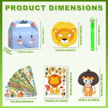 190Pcs Jungle Party Favors Set Wild Animals Set For Kids Birthday Gifts, Wild Theme Party Favors For Kids Birthday Party Goodie Bag Fillers Jungle Party Supplies (Animal) - 彩色 - 查看 3