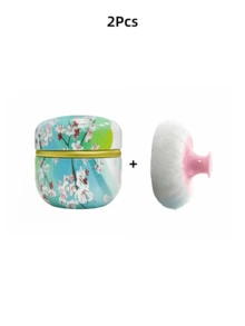 1 Set Includes Large Powder Puff, Body Powder, And Powder Case, Suitable For Makeup, Powder Application, As Well As Cosmetic Storage And Vanity Use. The Powder Puff And Powder Case Are Ideal For Bathing And Travel, And The Powder Container Is Cleverly Designed, Making It A Perfect Christmas Gift.