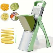 五合一多功能厨房切片器 | 五合一 | 蔬菜切碎器、土豆切片器（带厚度调节）、薯条切片器、蔬菜切丁器 | 快速厨房切片器，方便备餐 | 蓝绿色 - 彩色 - 查看 13