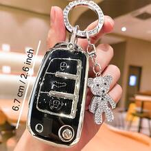Bling Rhinestone Bear Keychain Suitable For Audi Car Key Fob, Fashion Beaded Key Chain For TT, A6, C6, A4, A5, A7, A3, 8P, A1, Q3, RS3, RS6, A3 8V, Q2, Q7, S3, S7, S8 Car Key Shell - A - View 5