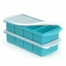 Silicone Freezer Trays With Lid, Food Storage Containers With Lids, Large Ice Cube Tray For Soup, Sauce & Leftovers, 1 Cup Meal Prep Containers With Easy Release, Freezer Storage, Oven & Dishwasher Friendly, 2-Pack - 青碧色 - 查看 9