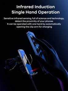 REMAX Cargador inalámbrico rápido para automóvil de 15W; Agarre automático, rotación de 360°; Firme y anti-vibración; Soporte para teléfono en la consola central; Soporte de navegación universal; Compatible con iPhone/Android; Accesorios para automóvil; Artículos para automóvil