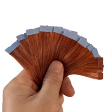 12-24英寸迷你胶带式真人发接发，直发，10片装，机器接发，Remy真人发，隐形胶带接发