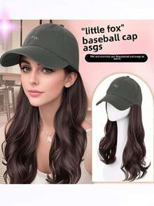 22英寸可调节合成纤维棒球帽假发，一体式设计，适合女性日常佩戴 - 彩色 - 查看 13