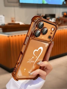 1 pièce Étui de téléphone transparent antichoc avec nom personnalisé, compatible avec Iphone11/12/13/14/15/16/16pro/16plus/16promax/17promax/17air, S26/S24Ultra/S23/S25/A56/A17/A36 et autres modèles, livraison rapide - Orange - Voir 5