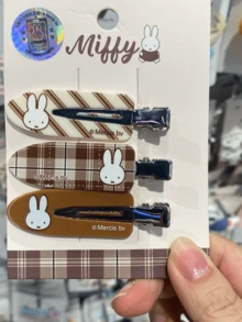 Bộ kẹp tóc/móng vuốt sọc nâu cổ điển - Được trang trí bằng thiết kế tai thỏ dễ thương, phong cách ngọt ngào, độc đáo, phù hợp với kiểu tóc hàng ngày, một bộ sưu tập tuyệt vời dành cho học sinh, các cô gái trẻ và phụ nữ, cũng là một món quà tuyệt vời dành cho người thân yêu/bạn bè. - kẻ sọc nâu - Xem 7