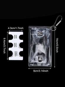 一套多币种旅行零钱包，透明PVC防丢卡包，带日元隔层，可拆卸拉链袋和钥匙扣，商务旅行便携钱包，时尚旅行配件 - 彩色 - 查看 3