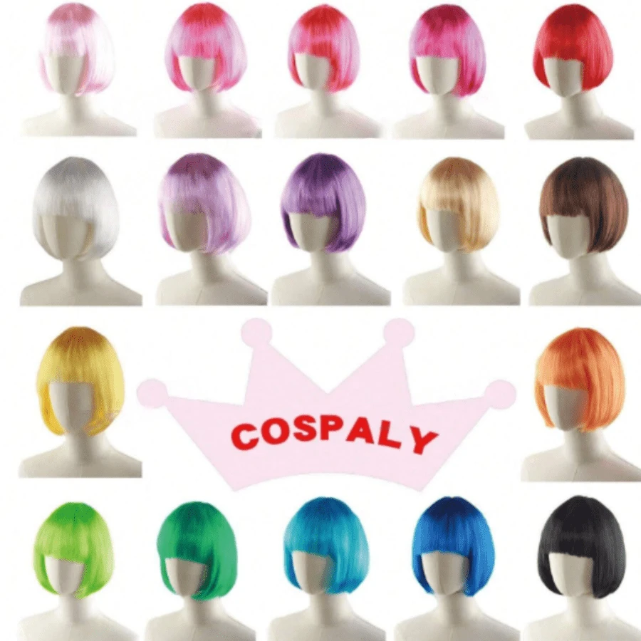 1顶 #1 畅销闪亮派对假发 | 万圣节服装假发 | 彩色短发，适合狂欢节和万圣节、圣诞节、返校季等节日