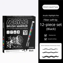 12支/84色丙烯颜料马克笔套装，速干不褪色，适用于绘画、插画、工艺品制作、涂色书创作、DIY项目，可在纸张、布料、木材、石头、塑料、玻璃、陶瓷、南瓜、金属等多种材质上使用，适合学生和成人，也是复活节、感恩节、万圣节、圣诞节的绝佳礼物。 - 彩色 - 查看 18