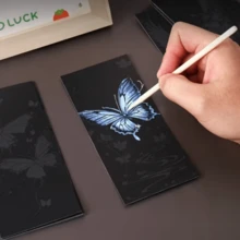 Animal Series Scratch Art Cards With Tools, Vibrant DIY Art, Suitable For Creative Home Decor, Perfect Gift For Craft Enthusiasts, Includes Fish And Butterfly Designs