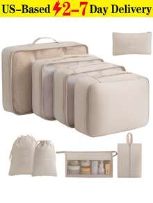 (2-7 Daysmust Arrive)9Pcs Portable Travel Storage Bag Set, Travel Packing Cubes, Letter Graphic Beige Clothes Storage Bag, Travel Organizer Set, Packing Cube Set, Suitcase Storage Bag Set, Travel Luggage Packing Organizer Bags Including Shoe Bags, Portable Travel Luggage Organizer Bags, Clothes & Shoes Storage Bags, Travel Containers, Makeup Organizer, Makeup Bag, Packing Cubes Travel, Packing Cubes, Travel Must Haves, Clothes Storage Clothes Organizer Travel Bag Set - Organize Your Clothing, Shoes, And Underwear With Ease - Perfect For Luggage And Suitcase Packing , Clothes/Underwear Bags, Dorm Room Essentials College, College Essentials, Travel Must Haves, Travel Packing Set Travel Essentials Travel Accessories Travel Bag For Vacation Holiday Back To School School Stuff Dorm Room Essentials College, Quick Ship Items, Vacation Essential, Home Essentials, Cruise Essential - 米色 - 查看 1