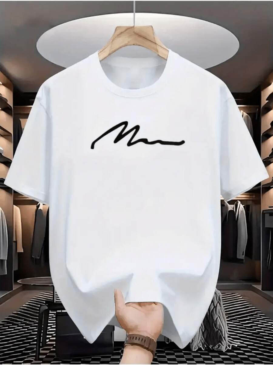 Camiseta de Hombre Impresa de Moda Verano Casual Versátil - Blanco - Ver 1