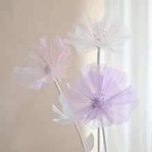 1pc Giant Silk Poppy Flower Bouquet, Wedding Aisle Decor, Home & Outdoor Decoration, Valentine's Day, Artificial Flower - White - View 9