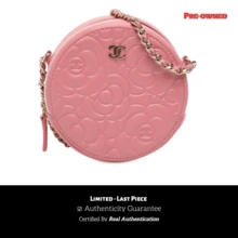 CHANEL Authenticated  PRE-OWNED CC Embossed Caviar Camellia Round Clutch With Chain Bag - Hồng - Xem 1