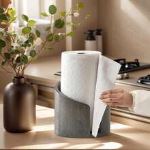 Mountain Paper Towel Holder Countertop With Mango Wood Round Base And Iron Holder,Wood And Metal Paper Towel Holders Countertop,Spiral Design Decorative Storage Box For Bathroom - 棕色 - 查看 7