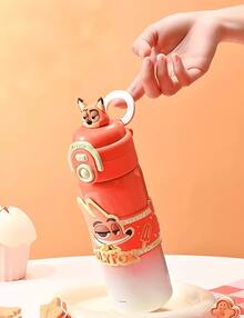 Nick Insulated Bottle 500mL Orange Gradient Style, Adorable Nick Wilde Cartoon Print, Insulated Material, Stainless Steel Liner, Leak-Proof Lock, Portable Design, Vacuum Insulation, Perfect For Daily Carry, Travel, Office, Leisure, Ideal For Nick Fans, Cartoon Lovers, Young Women, Students, Office Workers, Lovely Gift For Friend/Lover, Unique Birthday/Festival Gift