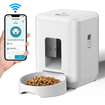 Comedero automático para mascotas con WiFi 2.4G, dispensador de comida inteligente de 2L/67.64oz, control remoto por aplicación, carga USB, adecuado para alimentación programada de mascotas