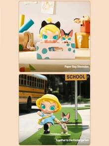 Pop Mart Labubu POPMART Molly & Tobby Series Blind Box Figurine, 12 figurine obișnuite + 1 secretă, drăguțe modele de viață cotidiană și prietenie cu pisici însoțitoare, expresii ciudate, jucărie de colecție pentru fanii POPMART, iubitori de pisici, cadou perfect pentru prieteni și iubiți - Multicolor - Vizualizare 7