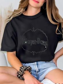 Women Plus Size Sports Tees & Tanks - 黑色 - 查看 2