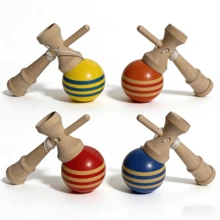 1pc Reaction Training Set | Striped Kendama Skill Ball, Unisex Wooden Balance Toy, Outdoor Leisure Skill Development, Random Style - Multicolor - View 2