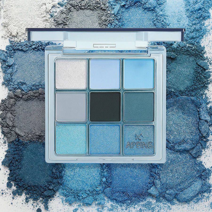 K'APEINE 9-Color Blue Eyeshadow Palette, Pearl & Matte Ocean Tones Eyeshadow Set, High-Pigment Pearlescent Eye Makeup, Suitable For Party And Daily Makeup, Long-Lasting Waterproof Eye Cosmetics Set - Blue - View 1
