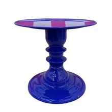 Prato Mosaico Pé Torneado 19,5X22 Cm Decorativo Plastico ABS - Azul - Visão 2