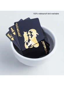 Waterproof Black Playing Cards With Golden Spade Design - Durable Plastic Playing Cards, Packed In A Protective Box, Perfect For Parties, Halloween, Thanksgiving, And Christmas Gifts, Poker Night Essentials | Fashionable Playing Cards | Protective Card Sleeves - màu đen - Xem 9