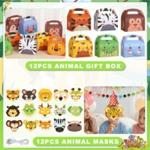 190Pcs Jungle Party Favors Set Wild Animals Set For Kids Birthday Gifts, Wild Theme Party Favors For Kids Birthday Party Goodie Bag Fillers Jungle Party Supplies (Animal) - 彩色 - 查看 4