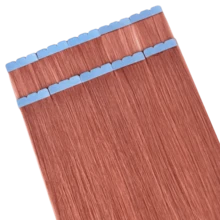 12-24英寸迷你胶带式真人发接发，直发，10片装，机器接发，Remy真人发，隐形胶带接发 - S玫瑰粉紅色 - 查看 6