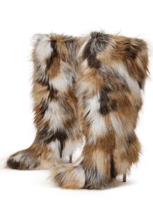 Fashion Luxury EdgyElongate Womens Knee High Boots Pointed Toe Faux Fur Stiletto High Heel Fluffy Winter Boots Party Club Outdoors Furry Long Boots - 棕色 - 查看 8