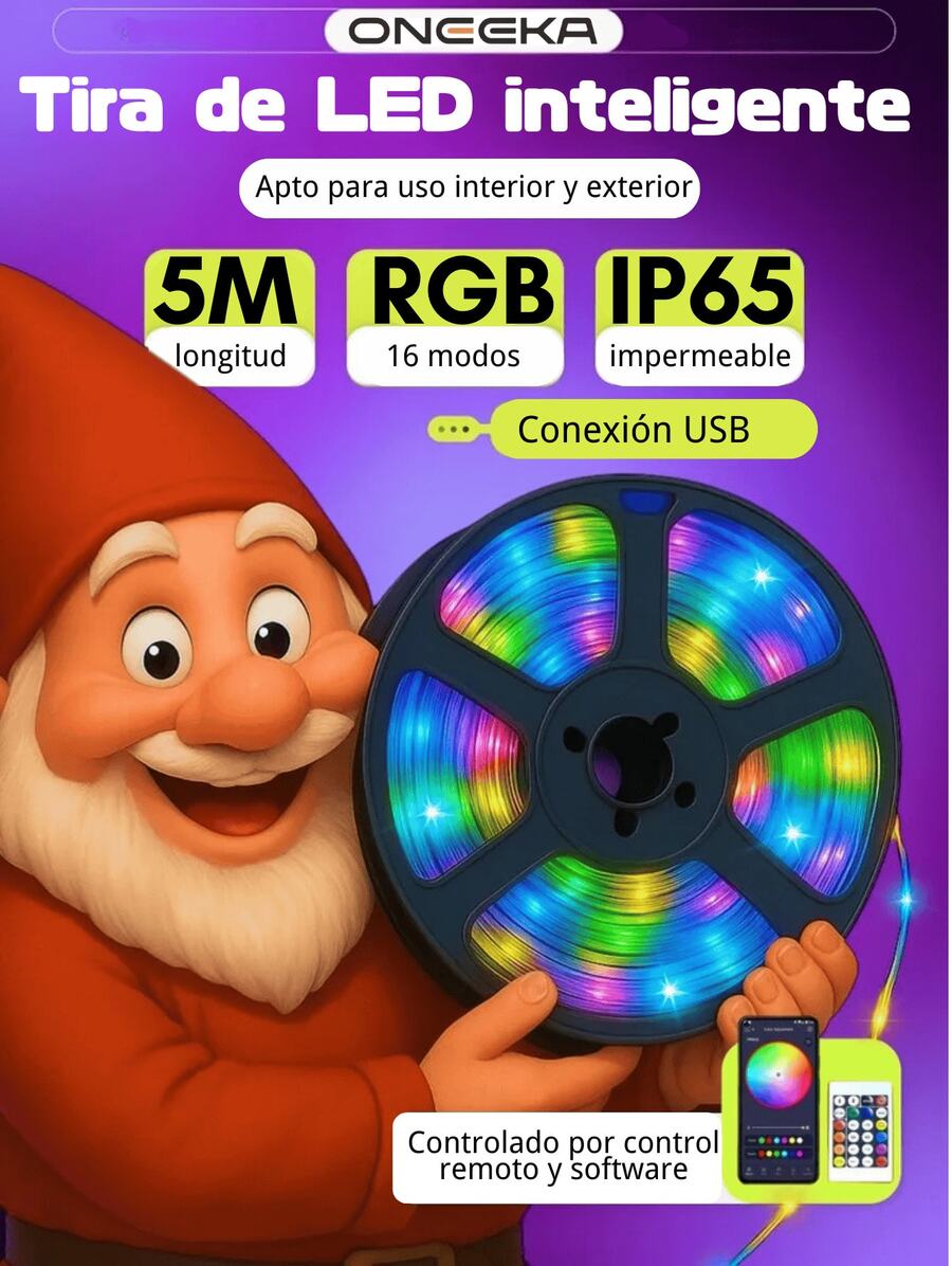 Tira De Luces Led App Bluetooth Control 5050 Rgb