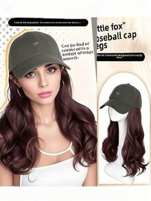 22英寸可调节合成纤维棒球帽假发，一体式设计，适合女性日常佩戴 - 彩色 - 查看 4