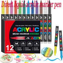 12/24/36/48/60 Pcs Colorful/Set Acrylic Marker Pens, Painting Brush, Art Markers For DIY Graffiti, School & Office Supplies - Multicolor - View 11