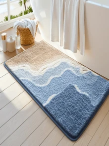1pc Plush Faux Wool Bath Mat, Soft, Non-Slip, Absorbent, Beach Pattern, Suitable For Home Use, Bathroom, Can Also Be Used As Christmas Decor Or Gift