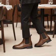 Giày bốt Chelsea nam, kiểu dáng cổ cao retro, phong cách công sở thường ngày, giày bốt nam thanh lịch kiểu Anh cổ điển. - màu nâu - Xem 3