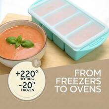 Silicone Freezer Trays With Lid, 1 Cup Silicone Freezer Food Molds, Food Storage Containers With Lids For Soup, Sauce, Broth & Leftovers, Large Ice Cube Tray With Easy Release Design, Meal Prep Containers For Portion Control, Oven & Dishwasher Friendly, 2-Pack - 灰藍色 - 查看 5