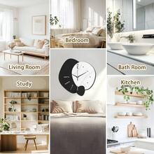 1个仿木纹装饰挂钟，黑白阴阳图案，几何造型，简约设计，尺寸可选11.81-15.75英寸，电池供电（不含电池），适用于书房、厨房、办公室、咖啡馆、圣诞节、新年、母亲节、父亲节、婚礼、朋友礼物及家居装饰。