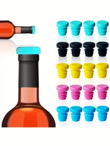 4/6pcs Silicone Bottle Caps, Durable & Leak-Proof Screw-Top Silicone Sealing Plugs - Multicolor - View 5