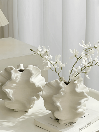 珊瑚花瓶装饰，花蕾奢华装饰手册草编花瓶，现代花瓶，适合摆放在书桌或家中，客厅茶几、办公室和婚礼上，适合家居装饰、卧室装饰