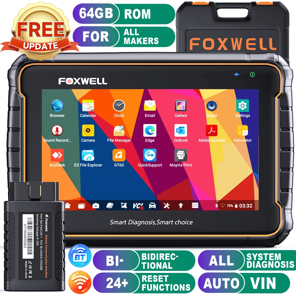 FOXWELL GT60 Bi-Directional Controls Scan Tool, Obd2 Scanner All System Diagnostic Tool, Wireless Car Scanner Support 24+ Services Reset, Vehicles Fault Diagnosis Analyzer, Code Reader Scan Tool For All Cars, Valentine's Day Gift For Husband, Boyfriend - GT60 - Ver 1