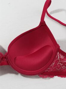 5pcs Elegant Solid Color Lace Patchwork Push-Up Bra - Multicolor - View 5