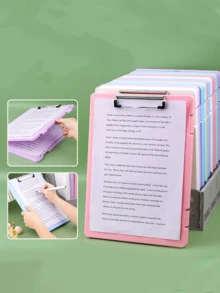 1个高品质A4塑料文件收纳盒，带安全密封盖 - 多功能文件整理箱，适用于办公室、家庭和学校，耐用长方形设计，浅色系列（薄荷绿/薰衣草紫/粉色/黄色/蓝色）| 现代夹板风格