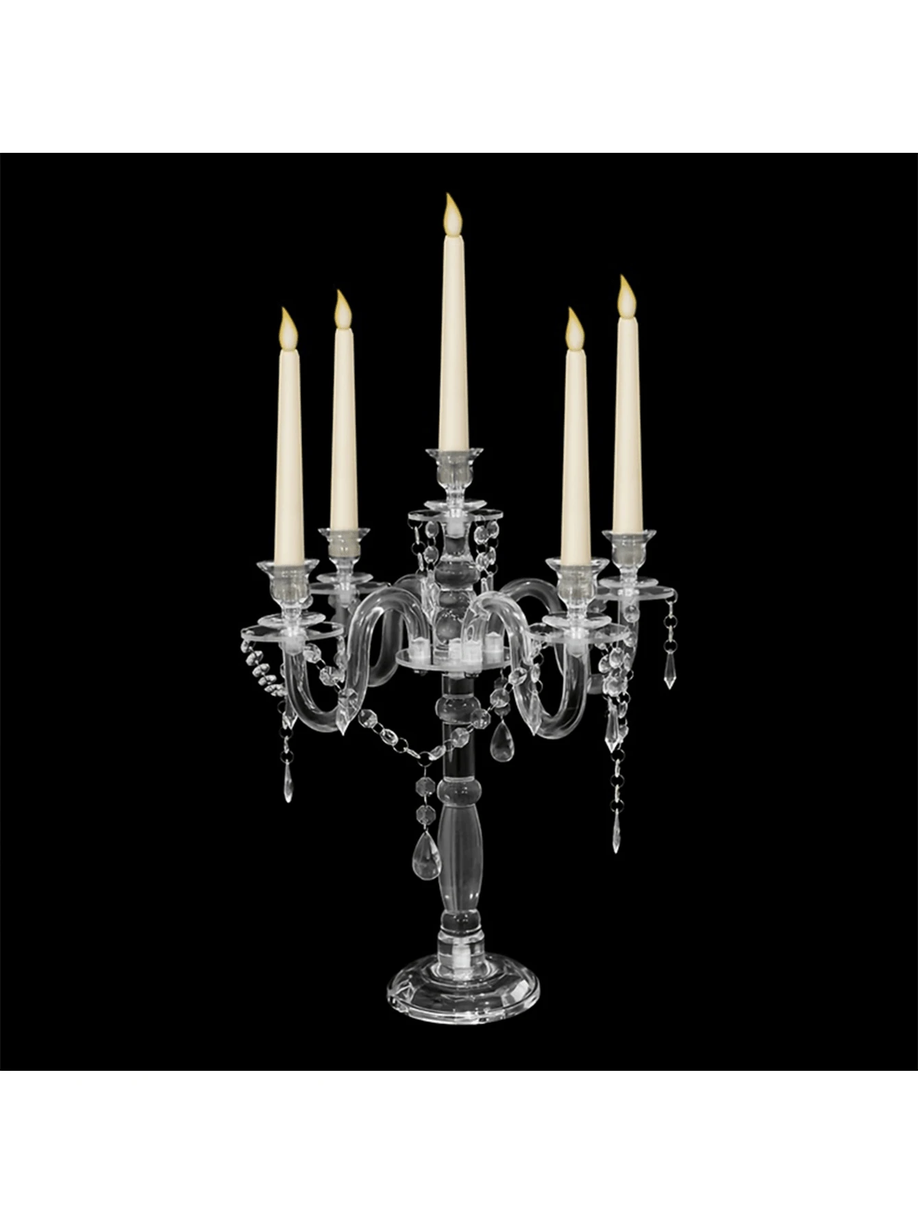 Crystal Candle Holder - 5-Arm 14 Inch Crystal Taper Candlestick Candelabra - Centerpiece For Home Wedding Event And Party Festival - 透明 - 查看 1