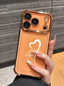 1 pièce Étui de téléphone transparent antichoc avec nom personnalisé, compatible avec Iphone11/12/13/14/15/16/16pro/16plus/16promax/17promax/17air, S26/S24Ultra/S23/S25/A56/A17/A36 et autres modèles, livraison rapide - Orange - Voir 6