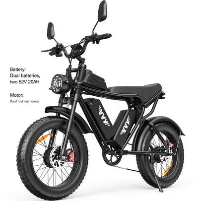 Dual 52V 20AH Batteries, Dual 52V 750W High-Speed Brushless Motors, Color LCD Instrument Panel With USB Charging Port, 20*4.0 Inch Tires, 20-Inch Aluminum Alloy Single-Layer Blade Rims.