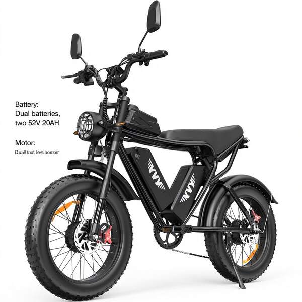 Dual 52V 20AH Batteries, Dual 52V 750W High-Speed Brushless Motors, Color LCD Instrument Panel With USB Charging Port, 20*4.0 Inch Tires, 20-Inch Aluminum Alloy Single-Layer Blade Rims.