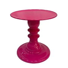 Mosaic Plate With Turned Base, 19.5 X 22 Cm, Decorative, ABS Plastic - Hot Pink - View 2